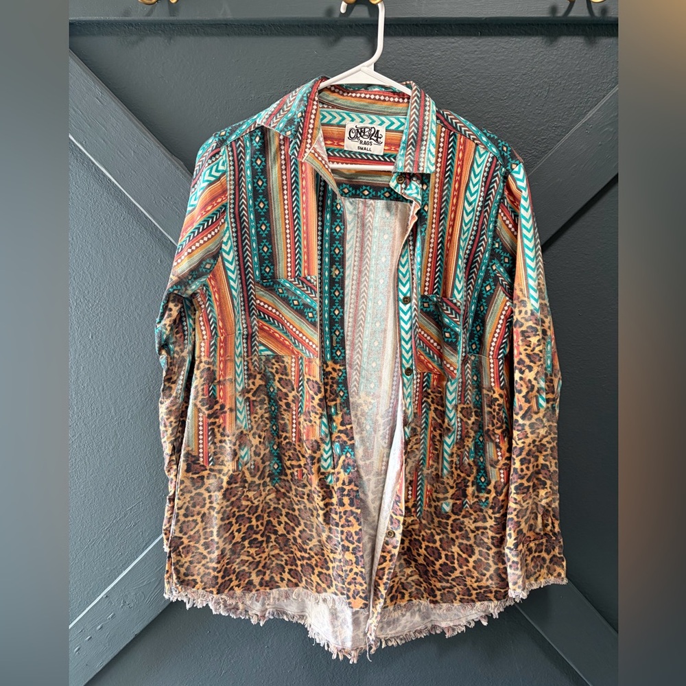 One24 Boutique’s Custom Vintage Raw Hemmed Button Up Shirt